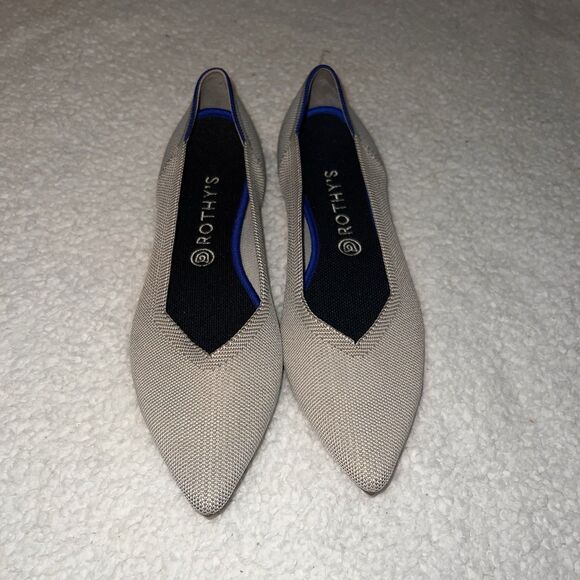 ROTHY'S Womens Size 12 The Point Ballet Flats Shoes Birdseye Gray Comfort - Picture 5 of 11